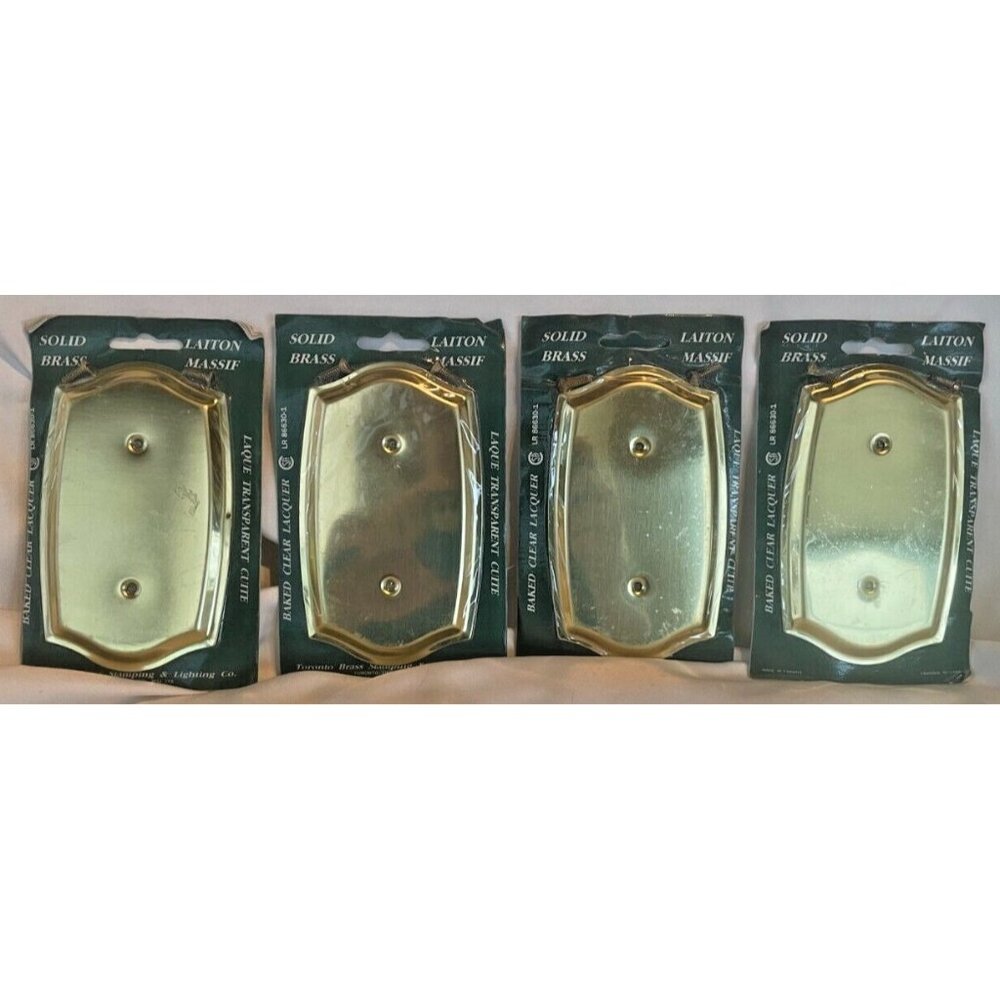 4 Solid Brass Colonial Style Blank Wall Cover Plates Vintage Home Decor NOS